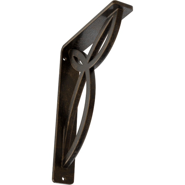 Ekena Millwork Versailles Wrought Iron Bracket, (Single center brace), Antiqued Brass 1 1/2"W x 5 1/2"D x 8"H BKTM01X05X08SVEABS - main